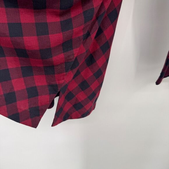 Soft Surroundings Plaid Tunic Top Gold beaded Long Sleeves Cotton red Sz Medium - Picture 10 of 13